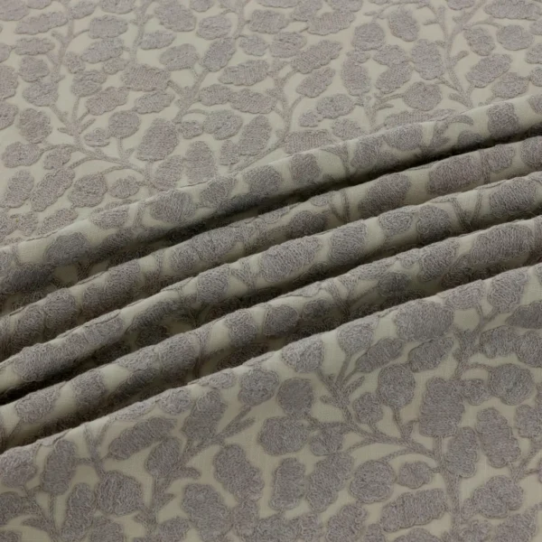Gardiner Fabric - Gull by Gardiner Fabric from Warwick Hampton Weaves & Embroideries collection - black-grey botanical embroideried