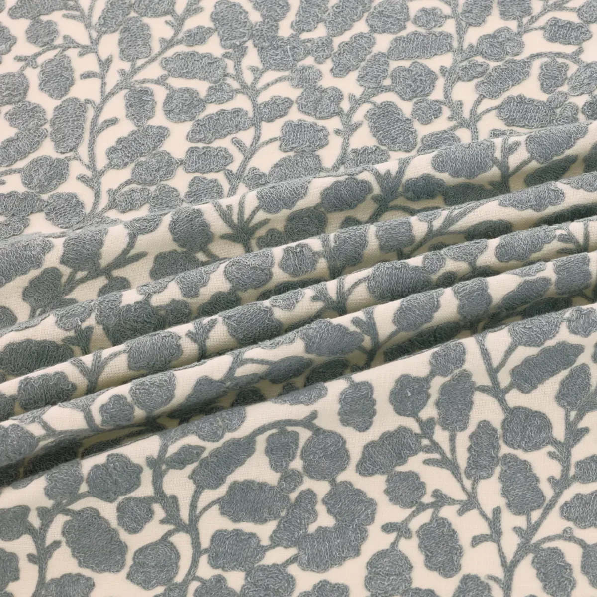 Gardiner Fabric - Saltwater by Gardiner Fabric from Warwick Hampton Weaves & Embroideries collection - blue botanical embroideried