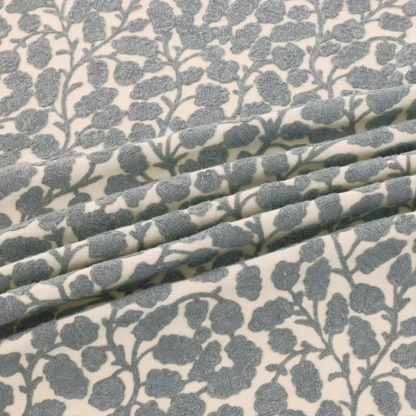 Gardiner Fabric - Saltwater by Gardiner Fabric from Warwick Hampton Weaves & Embroideries collection - blue botanical embroideried