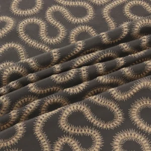 Orient Fabric from Warwick Hampton Weaves & Embroideries collection - black-grey misc embroideried