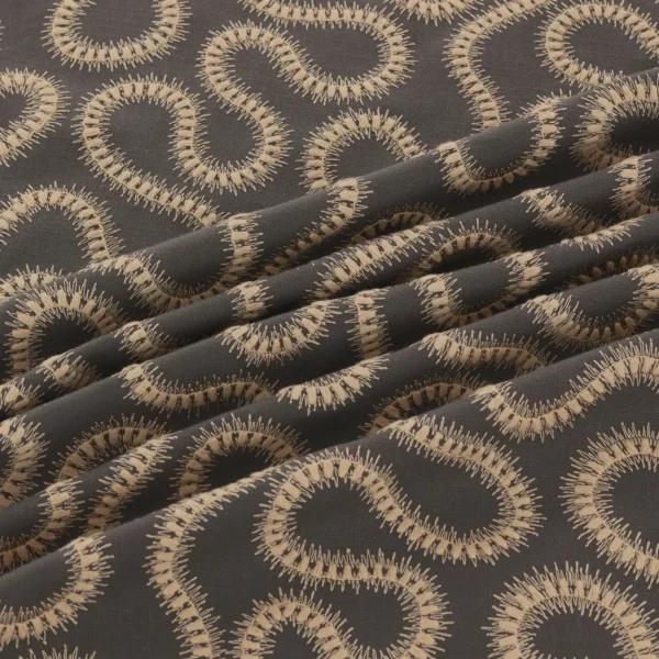 Orient Fabric from Warwick Hampton Weaves & Embroideries collection - black-grey misc embroideried