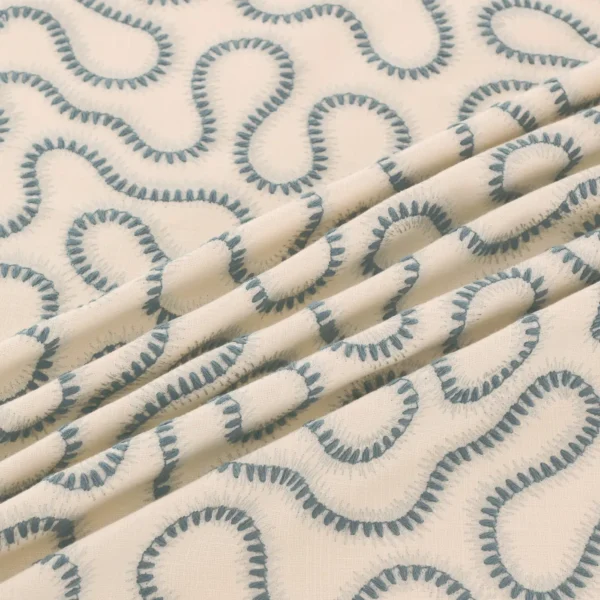Orient Fabric - Saltwater by Orient Fabric from Warwick Hampton Weaves & Embroideries collection - blue misc embroideried