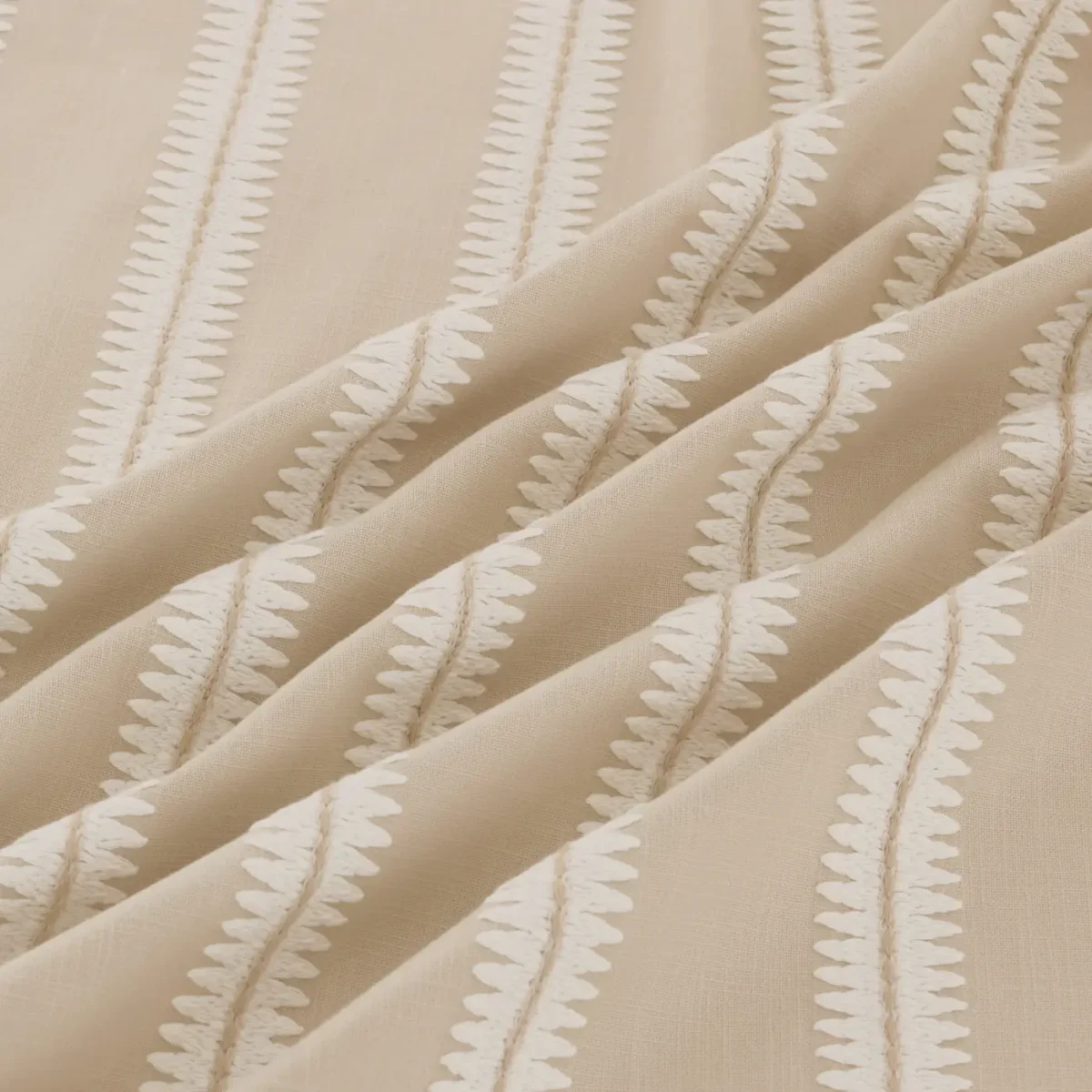 Meschutt Fabric from Warwick Hampton Weaves & Embroideries collection - neutral striped embroideried