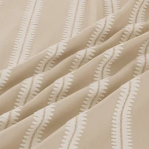 Meschutt Fabric from Warwick Hampton Weaves & Embroideries collection - neutral striped embroideried