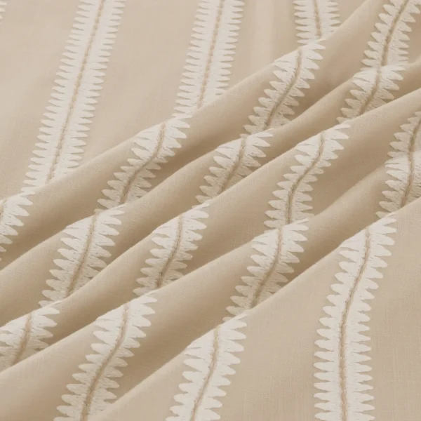 Meschutt Fabric - Quaker by Meschutt Fabric from Warwick Hampton Weaves & Embroideries collection - neutral striped embroideried