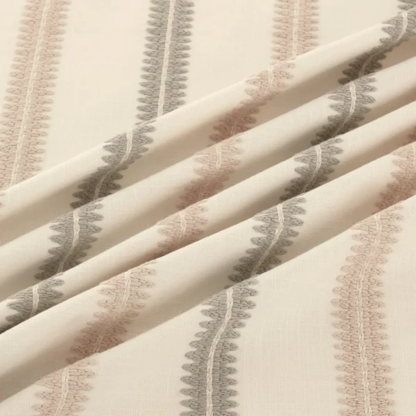 Meschutt Fabric from Warwick Hampton Weaves & Embroideries collection - black-grey striped embroideried