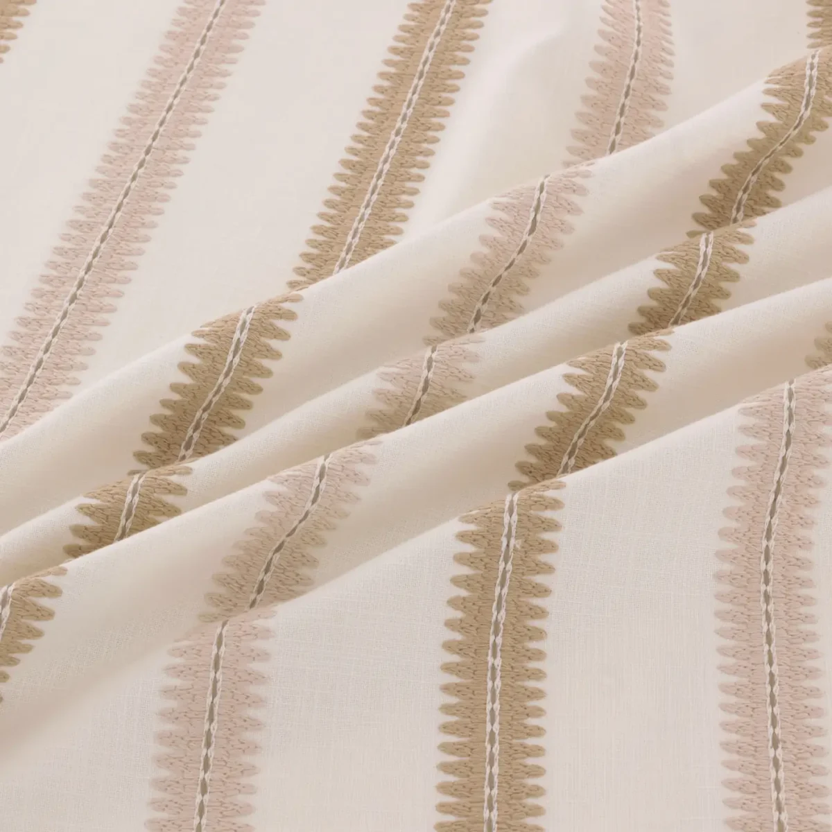 Meschutt Fabric - Shell by Meschutt Fabric from Warwick Hampton Weaves & Embroideries collection - neutral striped embroideried