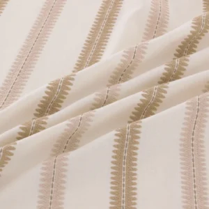 Meschutt Fabric from Warwick Hampton Weaves & Embroideries collection - neutral striped embroideried