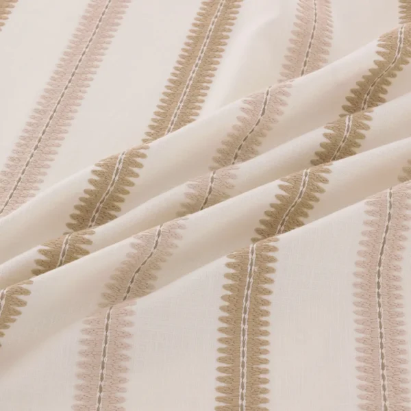 Meschutt Fabric - Shell by Meschutt Fabric from Warwick Hampton Weaves & Embroideries collection - neutral striped embroideried