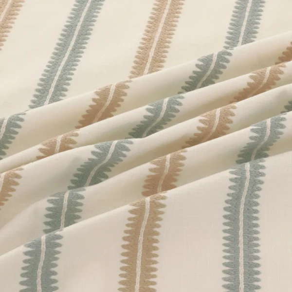 Meschutt Fabric from Warwick Hampton Weaves & Embroideries collection - blue striped embroideried