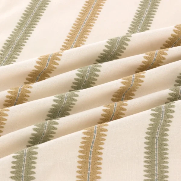 Meschutt Fabric - Willow by Meschutt Fabric from Warwick Hampton Weaves & Embroideries collection - green striped embroideried
