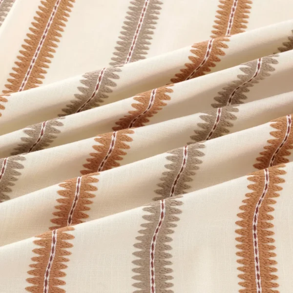 Meschutt Fabric from Warwick Hampton Weaves & Embroideries collection - red striped embroideried