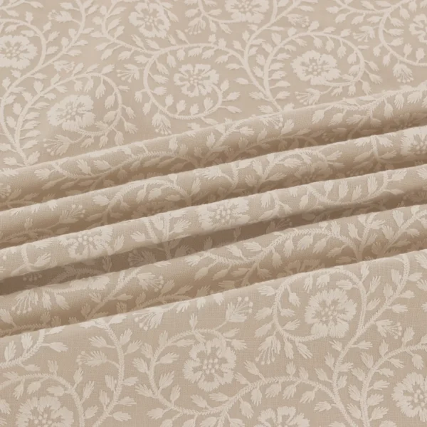 Marion Fabric - Quaker by Marion Fabric from Warwick Hampton Weaves & Embroideries collection - neutral botanical embroideried