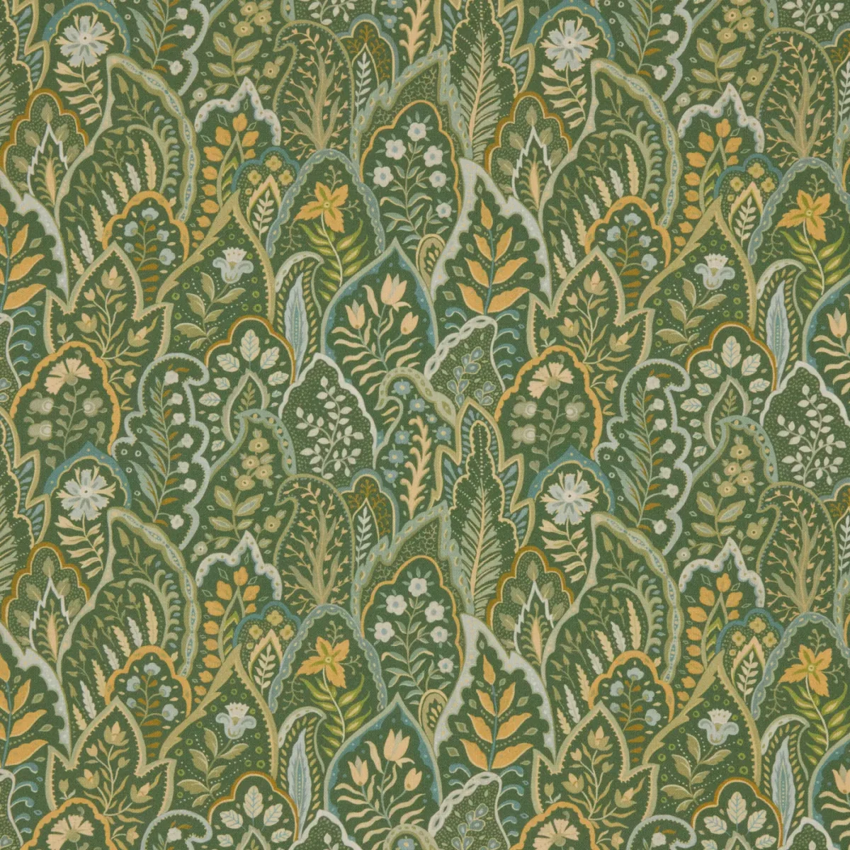 Hitherhill Fabric - Kelp by Hitherhill Fabric from Warwick Hampton Prints collection - green botanical printed