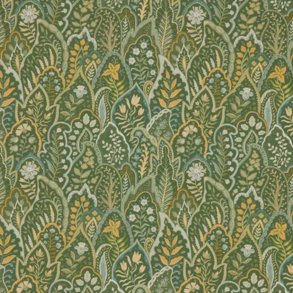 Hitherhill Fabric - Kelp by Hitherhill Fabric from Warwick Hampton Prints collection - green botanical printed