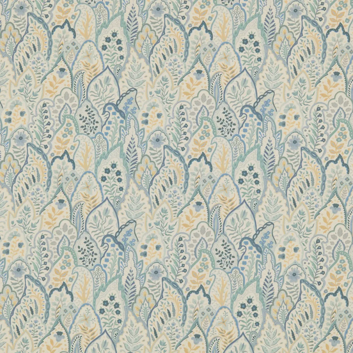 Hitherhill Fabric - Saltwater by Hitherhill Fabric from Warwick Hampton Prints collection - blue botanical printed