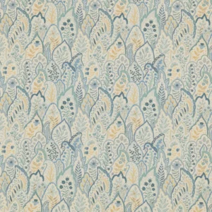 Hitherhill Fabric from Warwick Hampton Prints collection - blue botanical printed