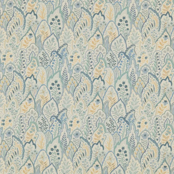 Hitherhill Fabric from Warwick Hampton Prints collection - blue botanical printed