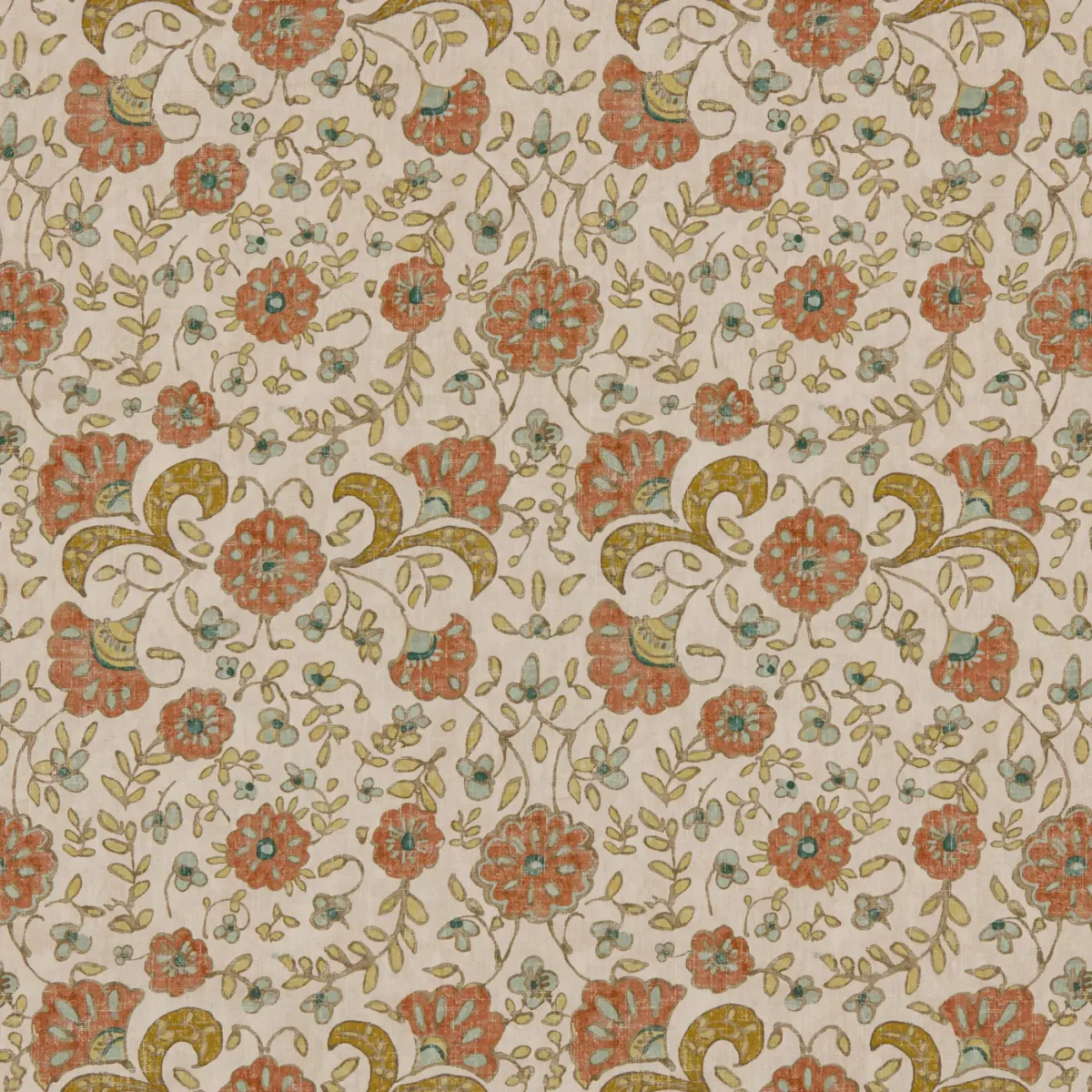 Wainscott Fabric - Coralee by Wainscott Fabric from Warwick Hampton Prints collection - red botanical printed