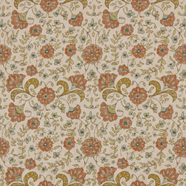 Wainscott Fabric from Warwick Hampton Prints collection - red botanical printed