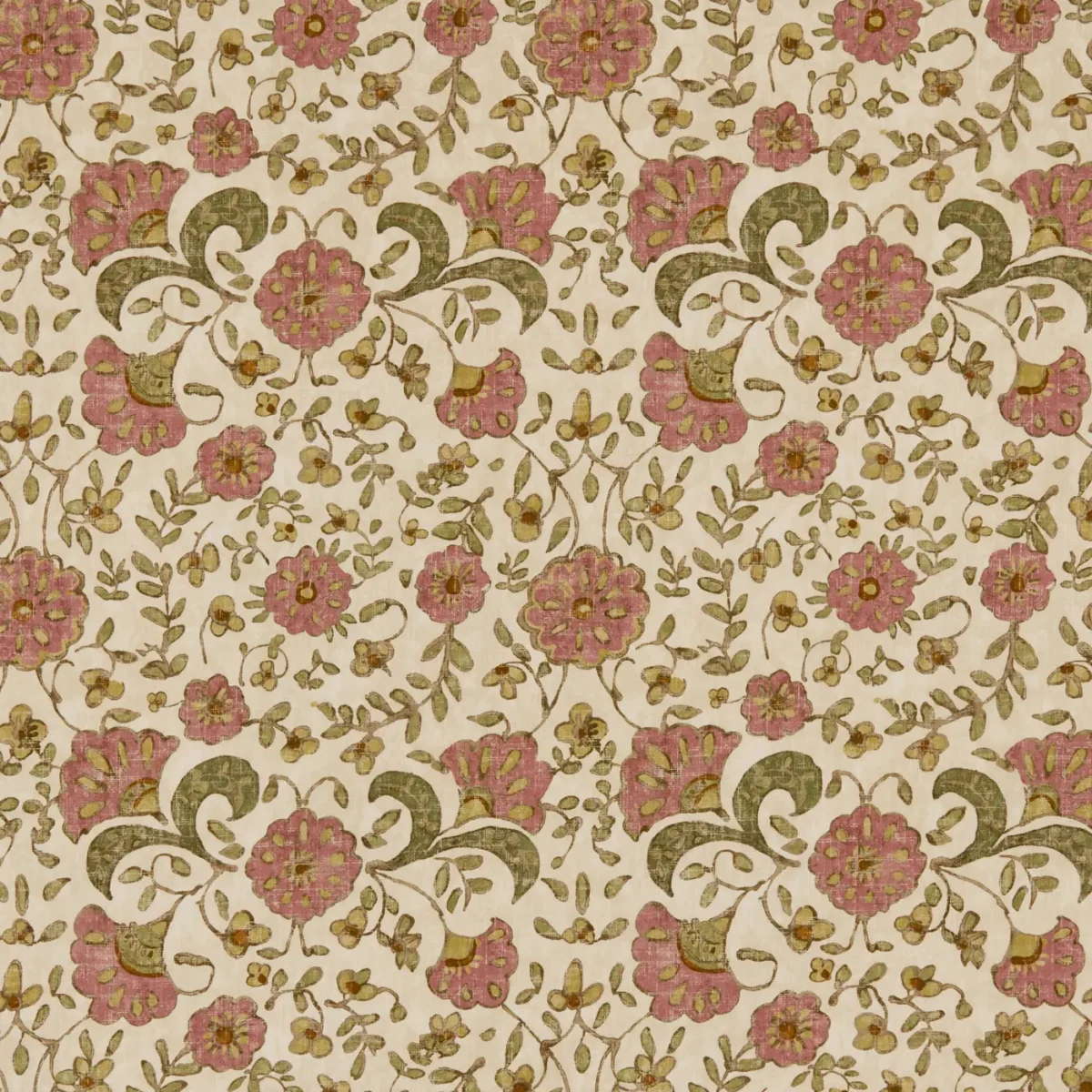 Wainscott Fabric - Rosehip by Wainscott Fabric from Warwick Hampton Prints collection - pink botanical printed