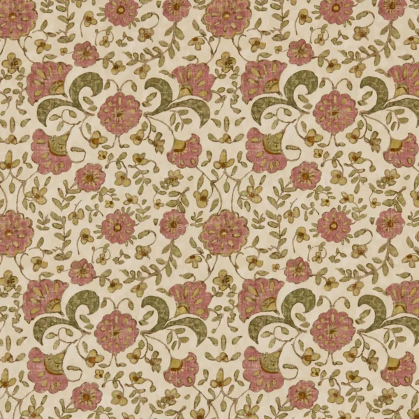 Wainscott Fabric - Rosehip by Wainscott Fabric from Warwick Hampton Prints collection - pink botanical printed