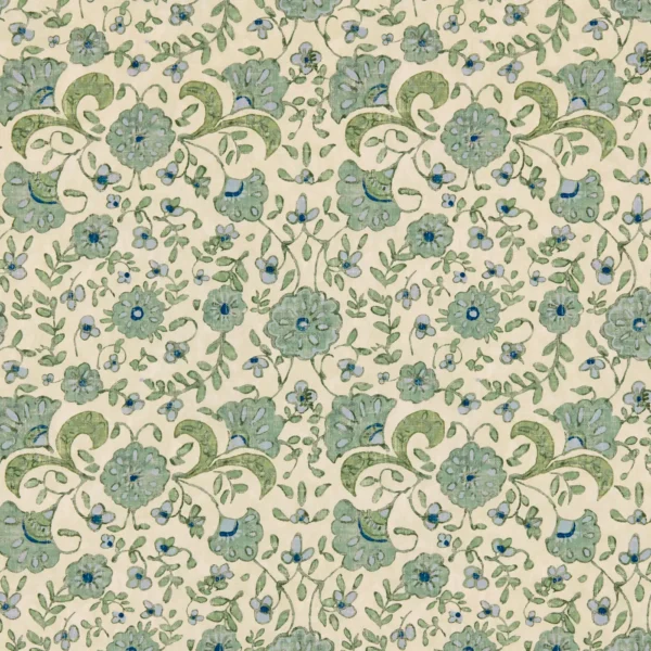 Wainscott Fabric - Saltwater by Wainscott Fabric from Warwick Hampton Prints collection - blue botanical printed