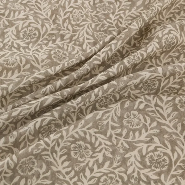 Manorville Fabric - Quaker by Manorville Fabric from Warwick Hampton Prints collection - brown botanical printed