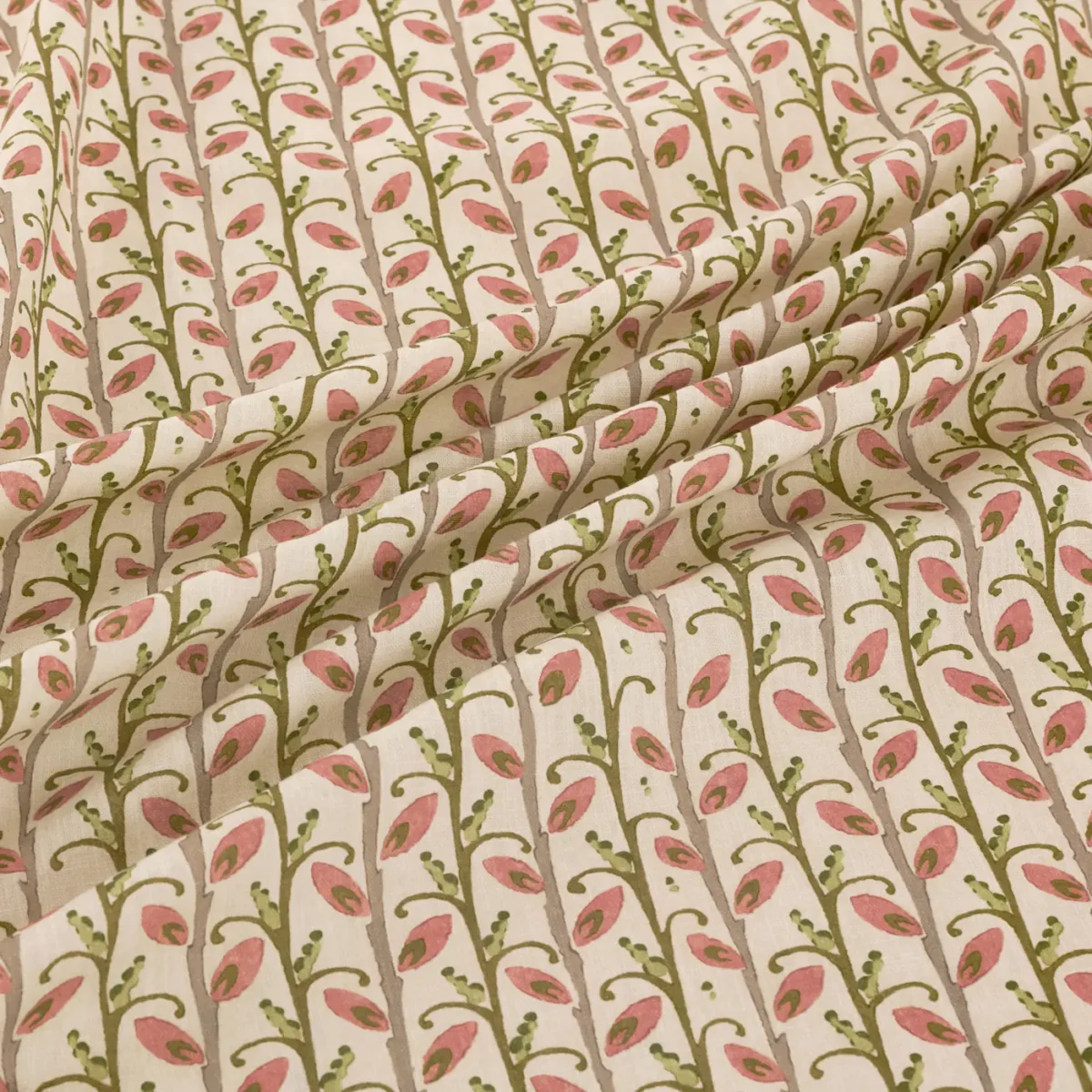 Wildwood Fabric - Rosehip by Wildwood Fabric from Warwick Hampton Prints collection - pink botanical printed