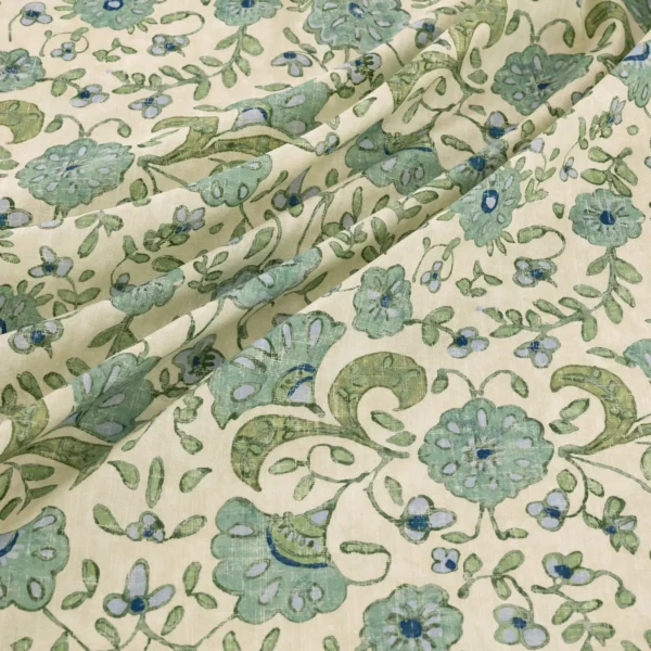 Wainscott Fabric - Saltwater by Wainscott Fabric from Warwick Hampton Prints collection - blue botanical printed