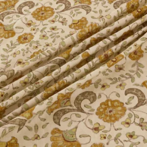 Wainscott Fabric from Warwick Hampton Prints collection - yellow botanical printed