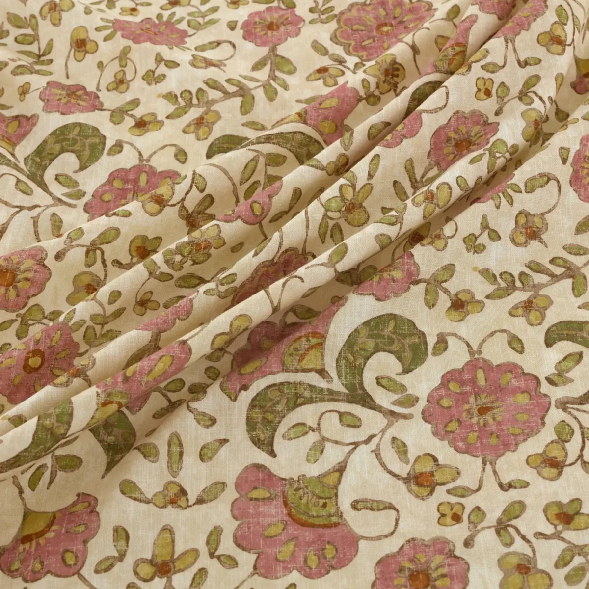 Wainscott Fabric - Rosehip by Wainscott Fabric from Warwick Hampton Prints collection - pink botanical printed