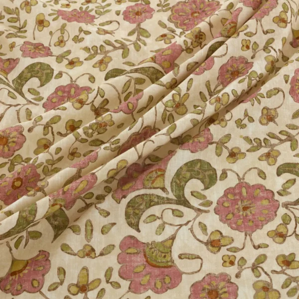 Wainscott Fabric - Rosehip by Wainscott Fabric from Warwick Hampton Prints collection - pink botanical printed