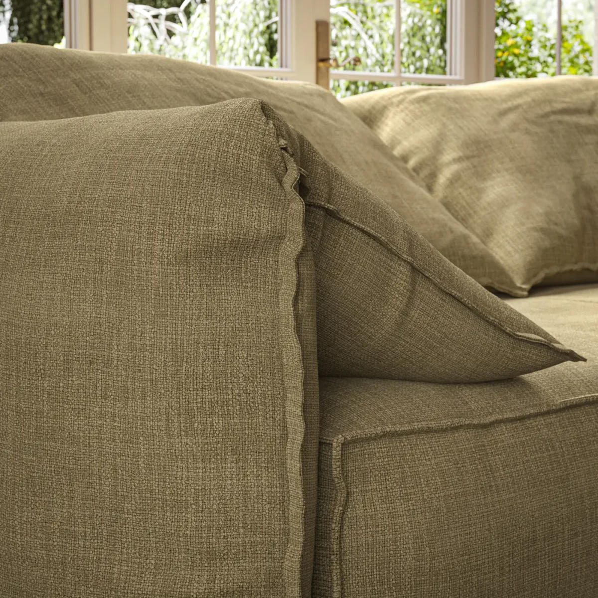 Jaeger Fabric - Olive by Jaeger Fabric from Warwick Jaeger collection - green plain woven