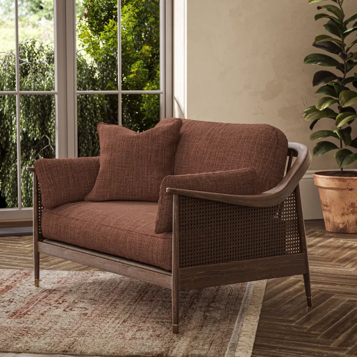 Jaeger Fabric - Beetroot by Jaeger Fabric from Warwick Jaeger collection - brown plain woven