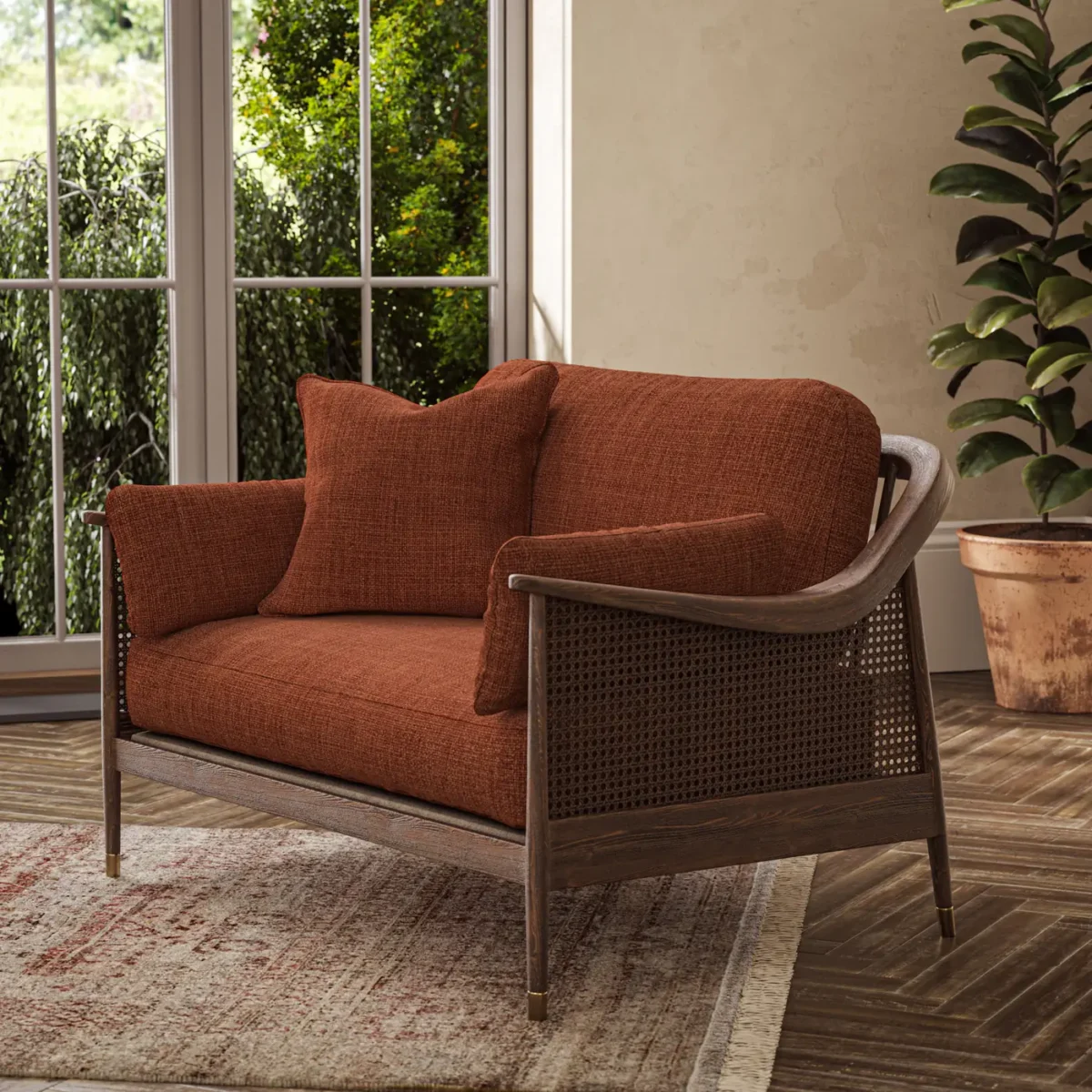 Jaeger Fabric from Warwick Jaeger collection - orange plain woven