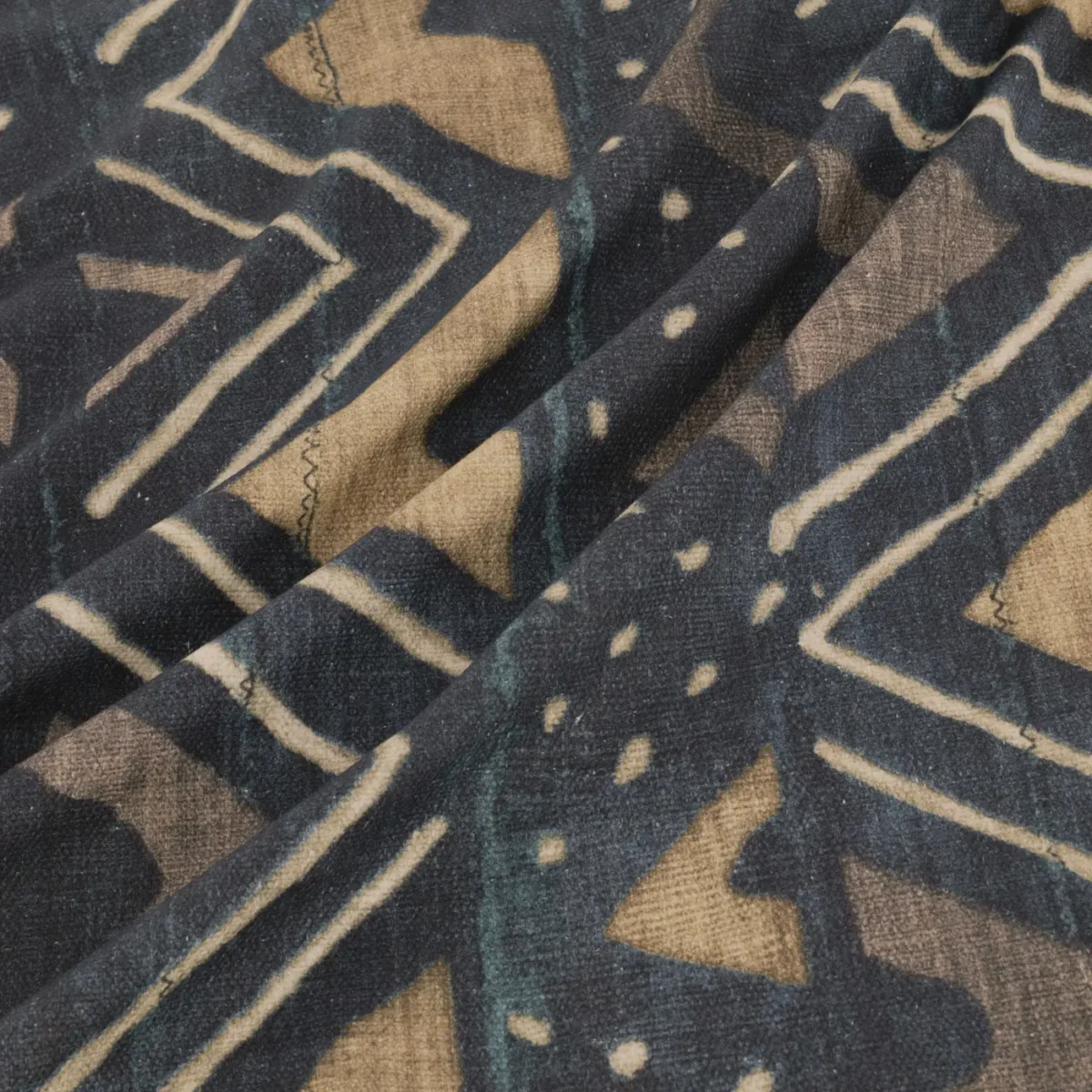 Kuba Fabric - Indigo by Kuba Fabric from Warwick Okavango collection - black-grey traditional printed