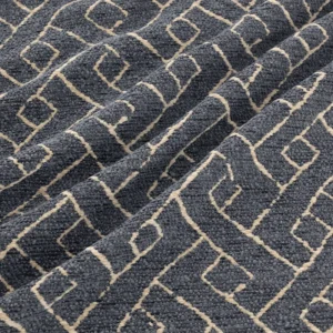 Savuti Fabric from Warwick Okavango collection - blue geometric velvet-chenille