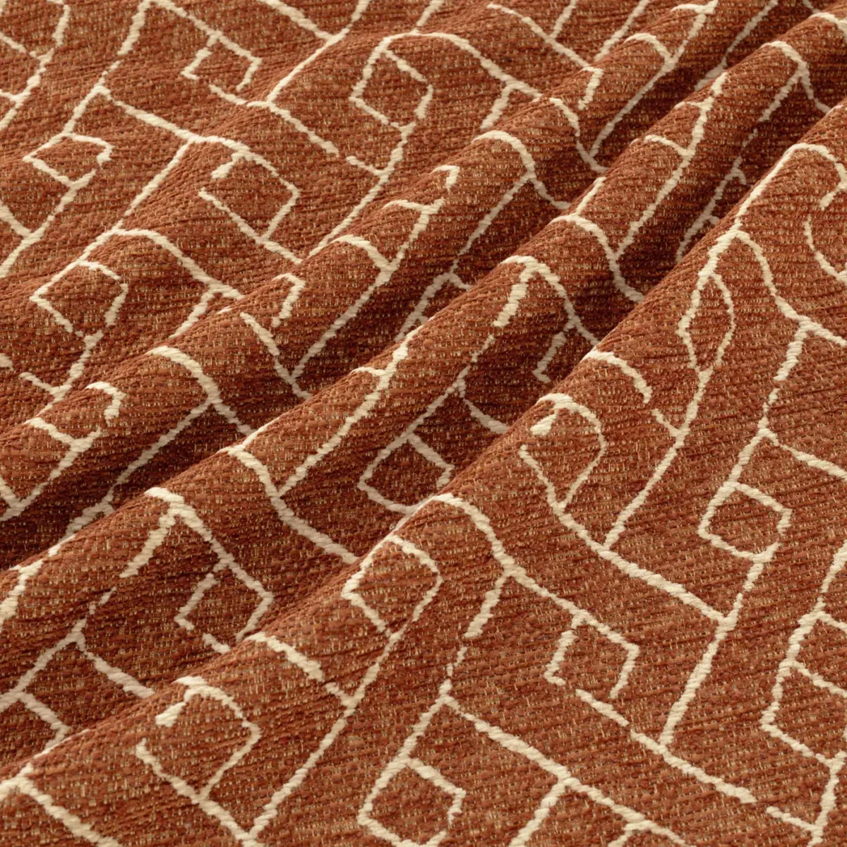 Savuti Fabric - Tuscan by Savuti Fabric from Warwick Okavango collection - red geometric velvet-chenille