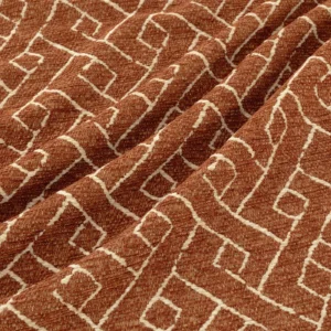 Savuti Fabric from Warwick Okavango collection - red geometric velvet-chenille