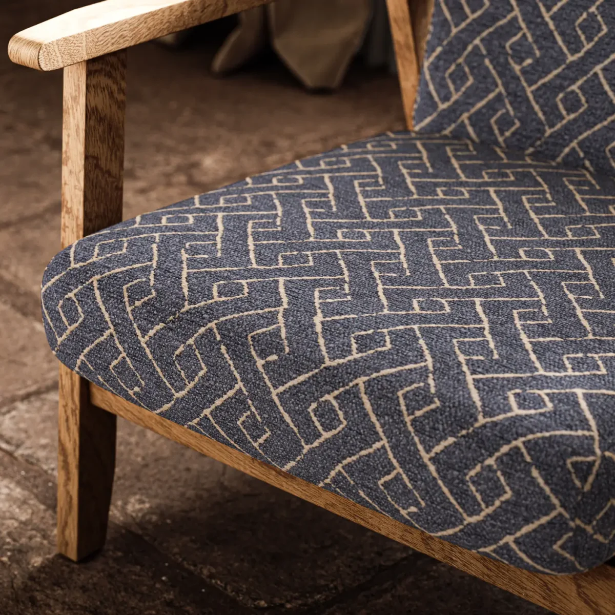 Savuti Fabric - Mirage by Savuti Fabric from Warwick Okavango collection - blue geometric velvet-chenille