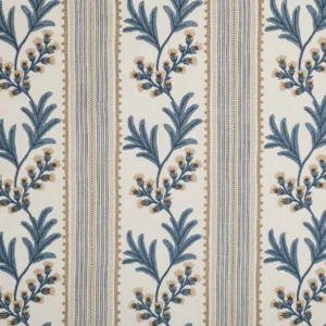 Alessia Fabric from Kai Fiorella collection - blue striped embroideried