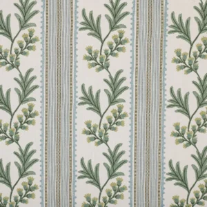 Alessia Fabric from Kai Fiorella collection - green striped embroideried