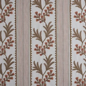 Alessia Fabric from Kai Fiorella collection - brown striped embroideried