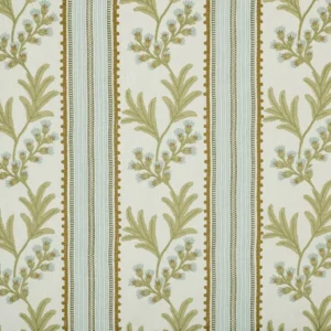 Alessia Fabric from Kai Fiorella collection - green striped embroideried