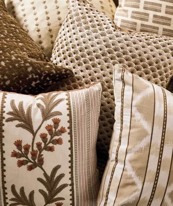 Izzy Fabric - Jade by Marcie Fabric from Kai Fiorella collection - red striped embroideried
