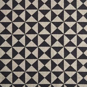 Zarela Fabric from Kai Isara collection - black-grey geometric velvet-chenille