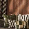 Zarela Fabric from Kai Isara collection - neutral geometric velvet-chenille