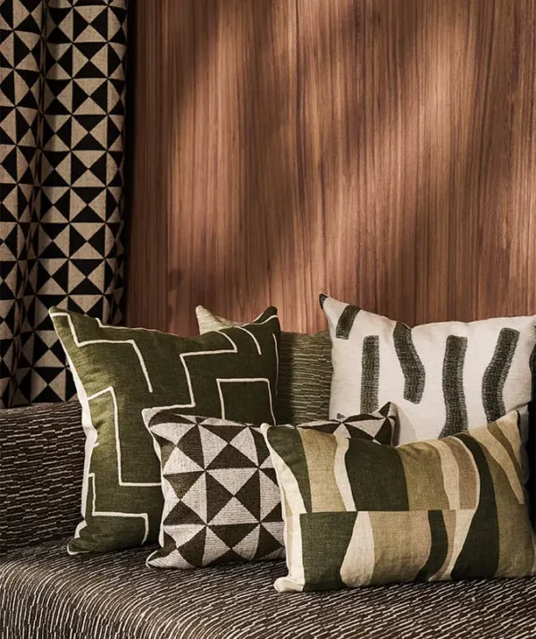 Zarela Fabric from Kai Isara collection - neutral geometric velvet-chenille