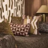 Zarela Fabric from Kai Isara collection - neutral geometric velvet-chenille